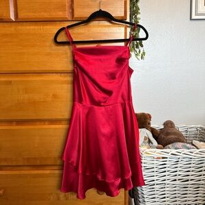 SHEIN Red Satin Mini Dress